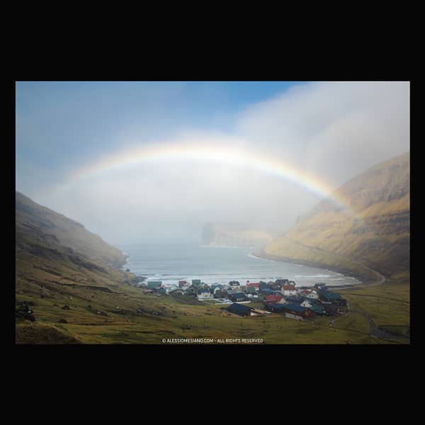 RAINBOW ABOVE TJORNUVIK, FAROE ISLANDS - FILE DOWNLOAD tjornuvik rainbow fjord faroe islands
