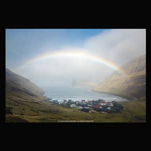 RAINBOW ABOVE TJORNUVIK, FAROE ISLANDS - FILE DOWNLOAD tjornuvik rainbow fjord faroe islands