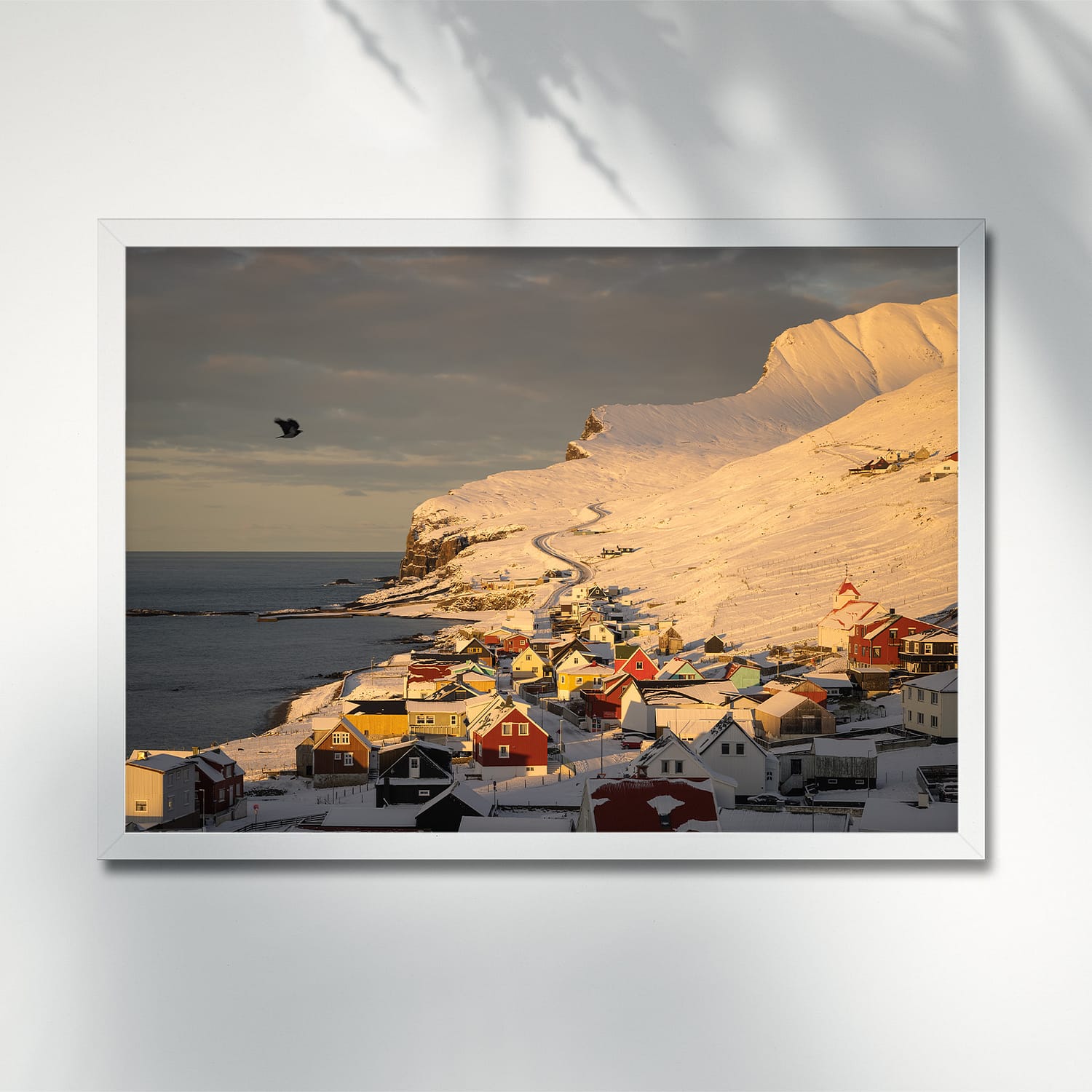 WINTER SUNRISE IN SUMBA, SUDUROY, FAROE ISLANDS - POSTER sumba village suduroy winter snow sunrise poster frame 9662