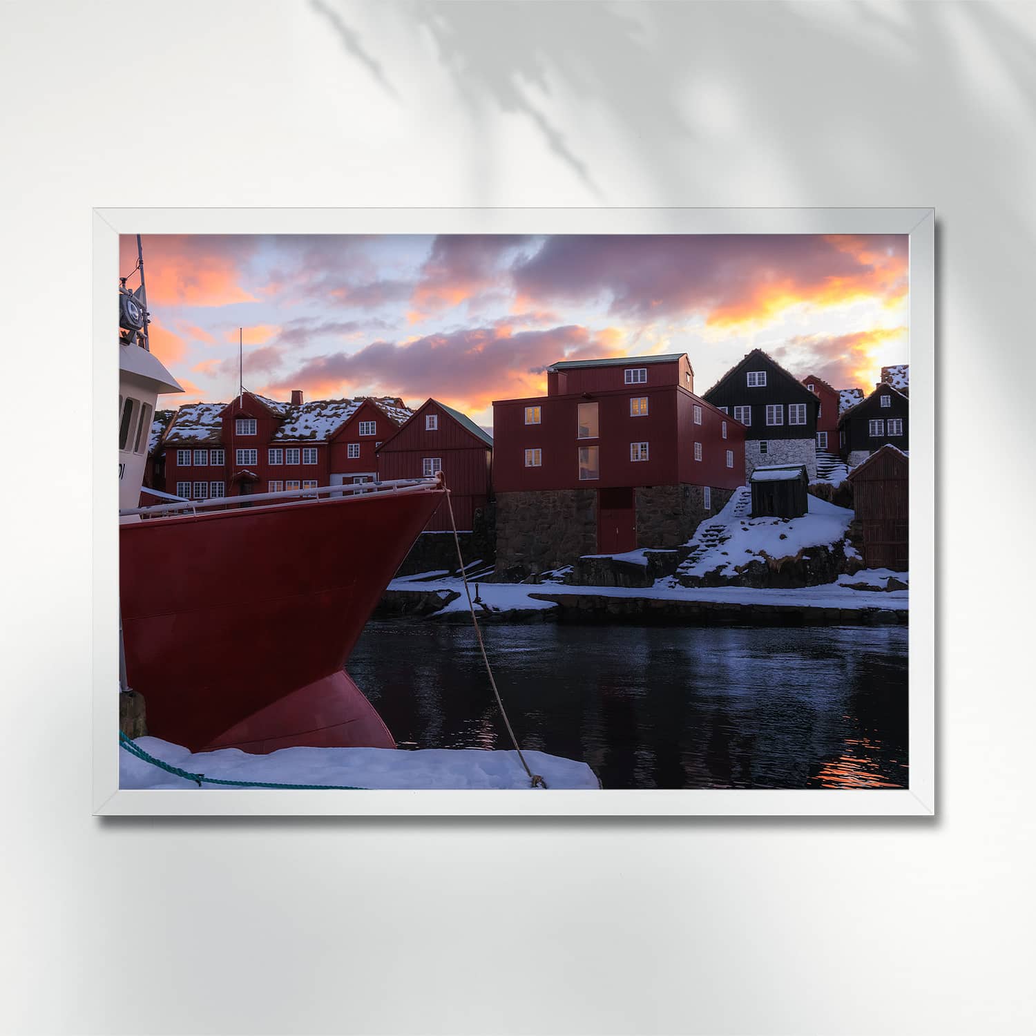 TINGANES AND THE HARBOUR AT SUNSET, FAROE ISLANDS - POSTER tinganes torshavn harbour sunset faroe islands poster frame
